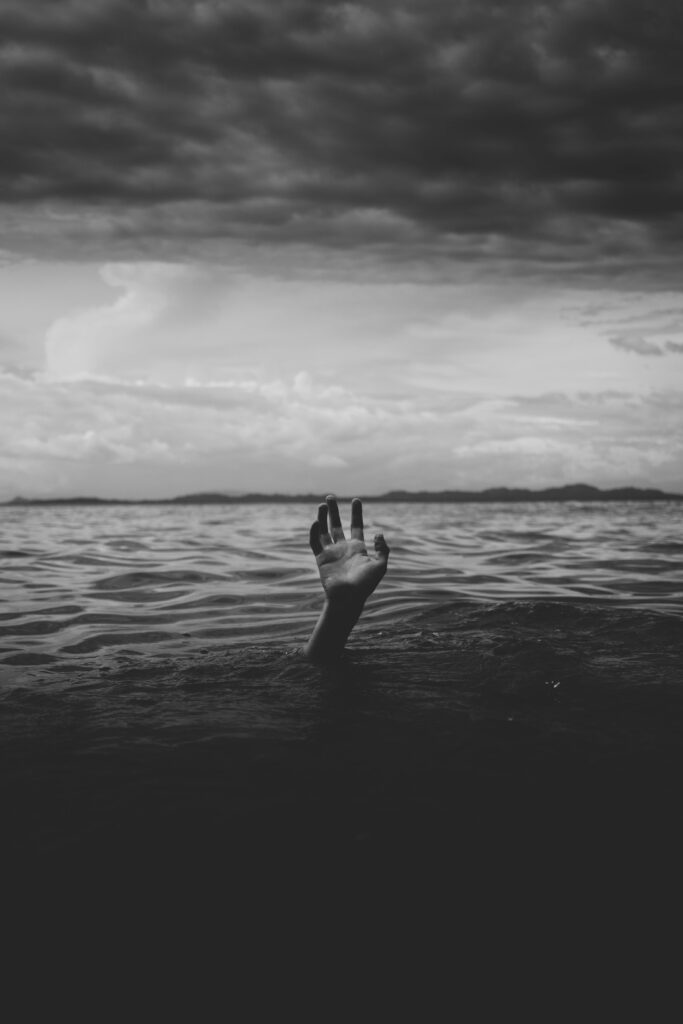 A person drowning